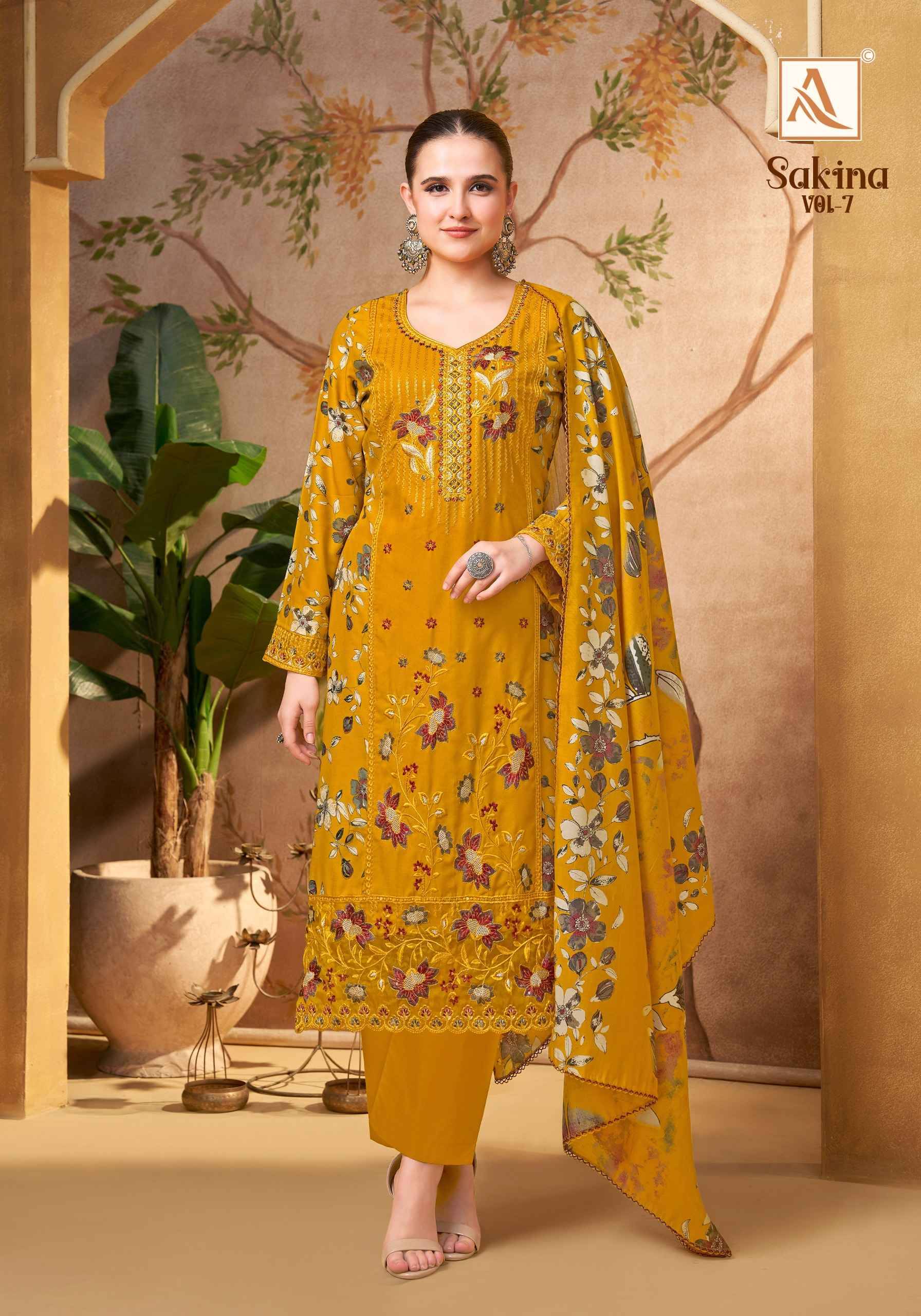 SAKINA-7 1115 01 to 06 Series Beautiful Stylish Festive Suits Fancy Colorful Casual Wear & Ethnic Wear & Ready To Wear Heavy Viscose Reyon Print Dresses At Wholesale Price